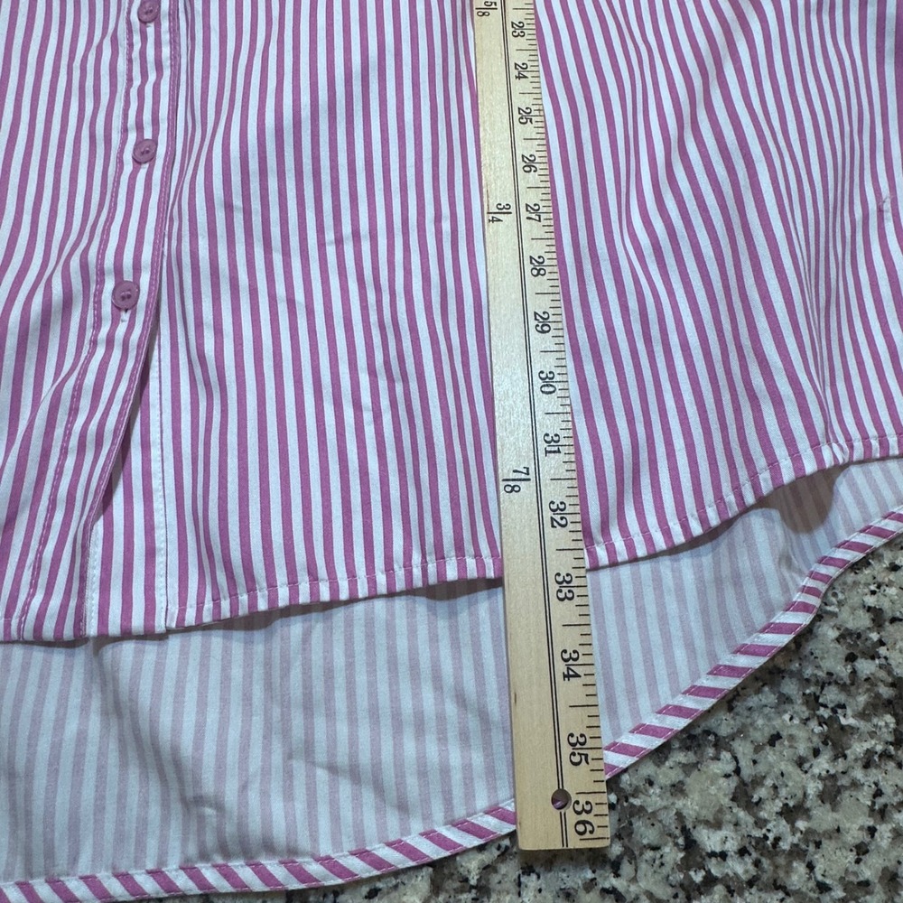 NWT Lane Bryant No-Peek Striped Tunic Shirt Purple White 26 Lyocell Belted - Picture 6 of 9